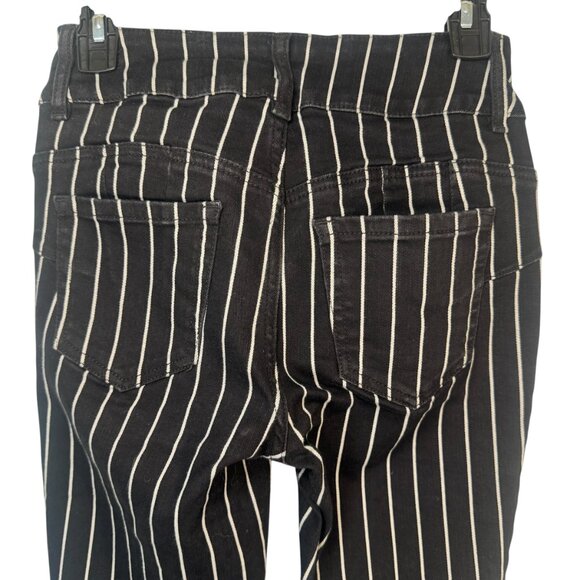 Hot Topic Denim Black & White Pinstripe Hi-Rise Super Skinny Jeans Goth Punk 3 - Picture 9 of 9